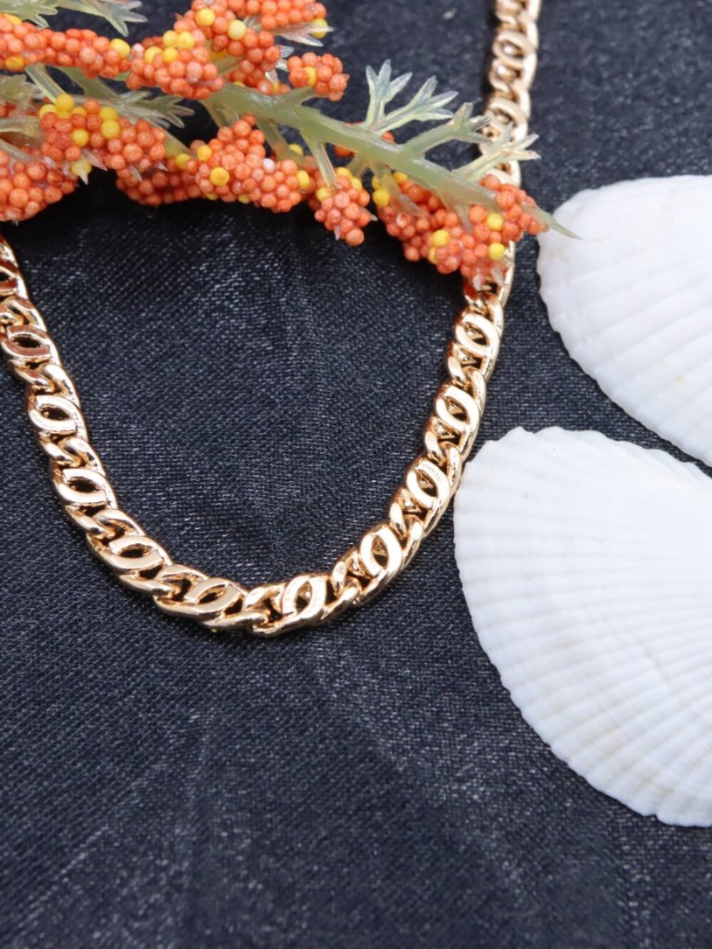 Rose Gold Figaro Chain Necklace – 19.7"" Gold Plated Unisex Jewelry, XPNL0001 - Picture 9 of 11